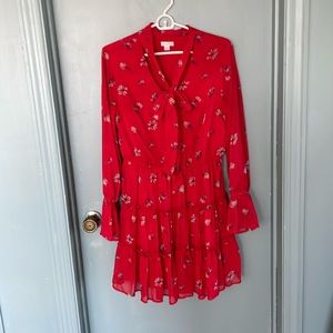 Red floral tiered dress